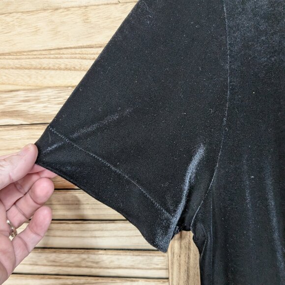 VINTAGE Amanda Smith Elegant Black Velvet Button-Up Dress Size 14 - Picture 2 of 10